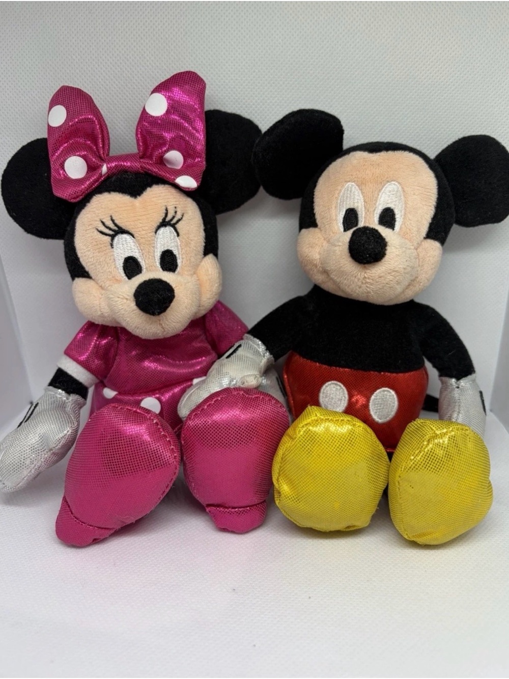 Ty Disney Mickey&Minnie Mouse Sparkle Plush Beanbag Dolls Set Small Collectible